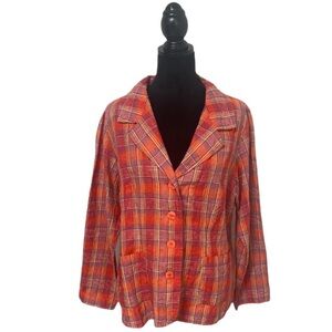 Flax Travel Blazer Plaid size medium